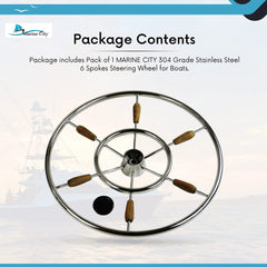 Volante Marine City 304 de acero inoxidable para velero de 24 pulgadas