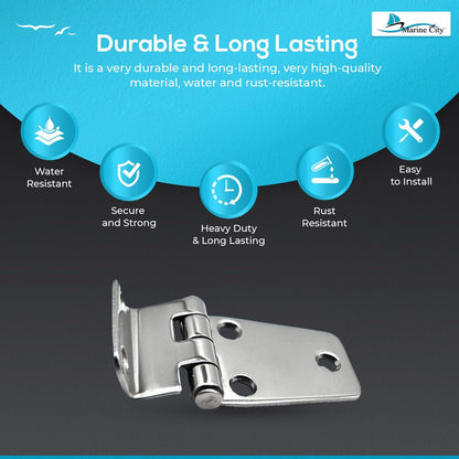Marine City Stainless Steel Offset Short Side Hinges (2-5/8” × 1-7/16”) (2 Pcs)
