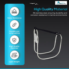Marine City Stainless Steel Life Ring Holder – Elastic Cord, Fits 7/8”–1” Rails