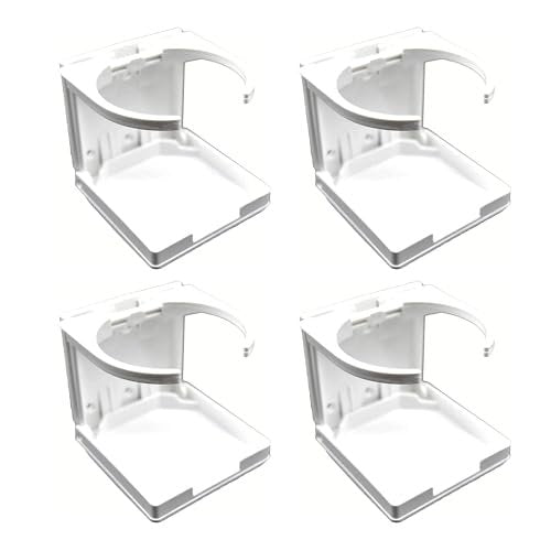 Marine City White Adjustable Folding Cup Holder – ABS Plastic (Pack of 4)