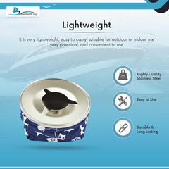 Marine City Round Windproof Bean Bag – 304 Stainless Steel, Blue, Lightweight