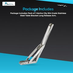 Marine City 304 Stainless Steel Table Bracket – 12” Folding Shelf Bracket
