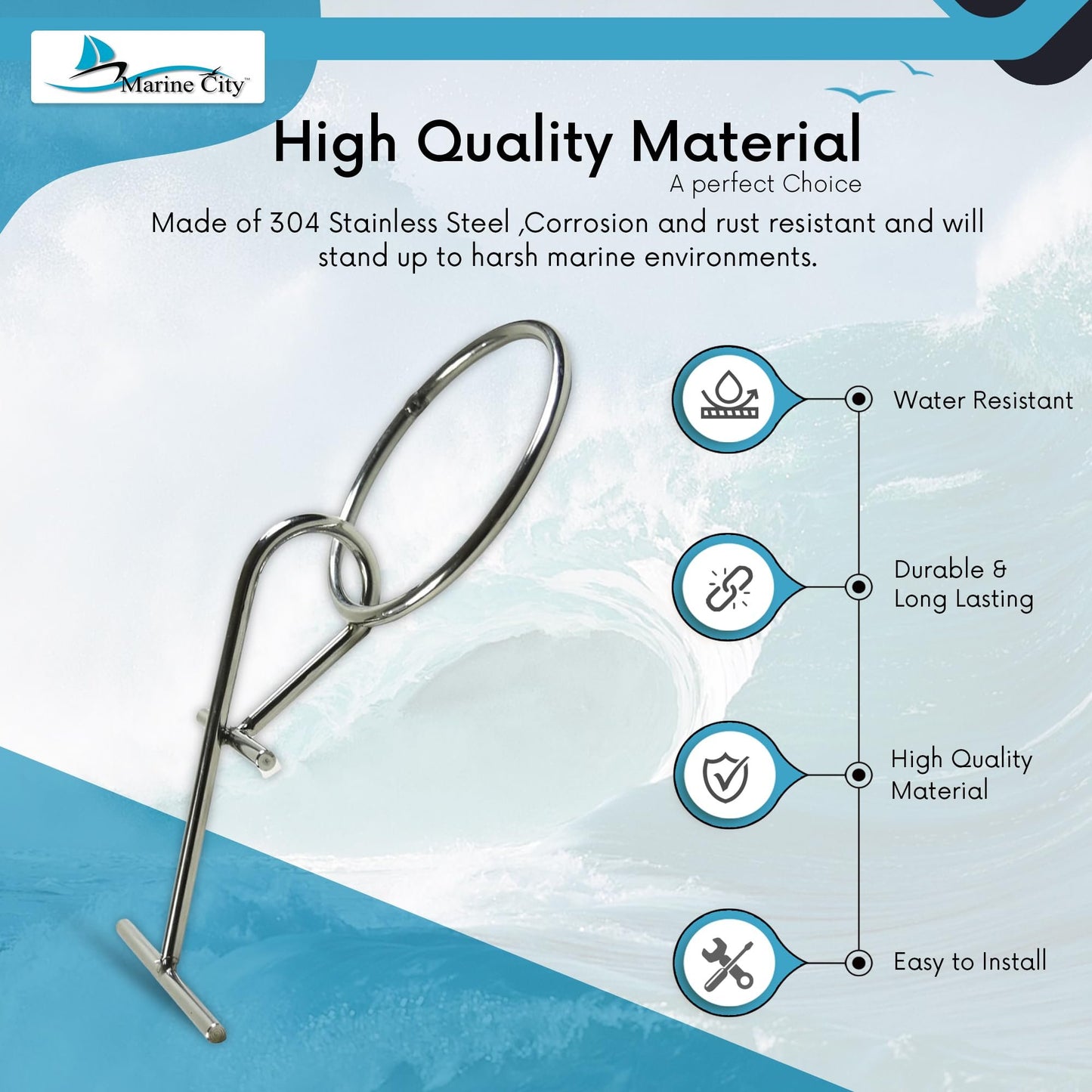 Marine City Stainless Steel Portable Dock Cleat – Heavy-Duty T-Bar O-Ring