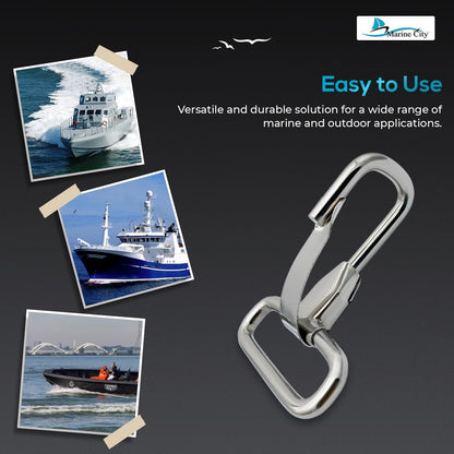 Marine City Stainless Steel Rectangular Buckle with Snap Hook – Heavy-Duty MARINE CITY