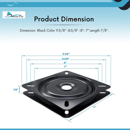 Marine City Universal Swivel Seat Base 7” Corrosion-Resistant, Smooth Rotation Marine City