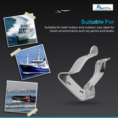 Marine City un par de clips de almacenamiento de uso general de acero inoxidable/soportes de abrazadera de resorte de gancho (5/8 pulgadas a 1 pulgada)