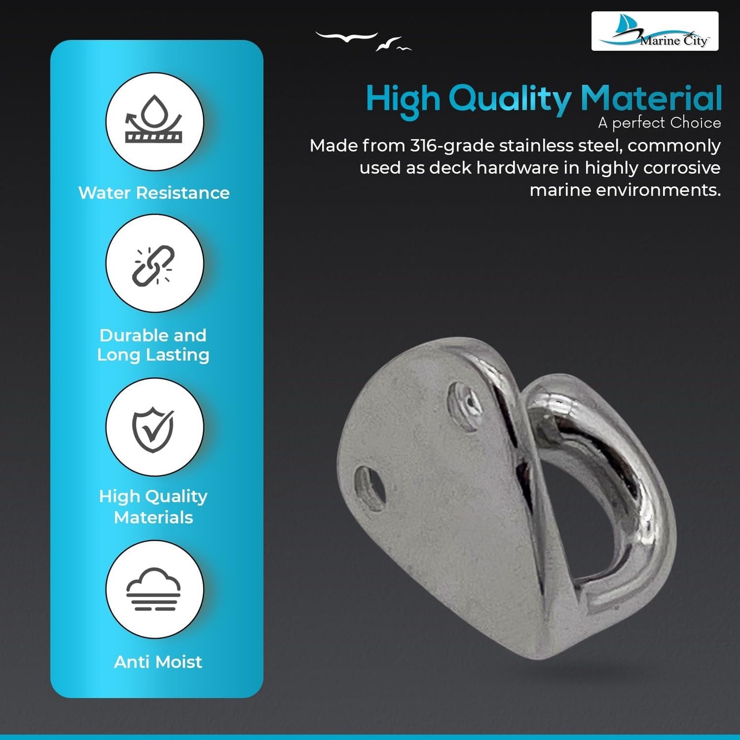 Marine City Triangle Wall Hook, Stainless Steel, 0.6” Corrosion-Resistant(4 Pcs) MARINE CITY