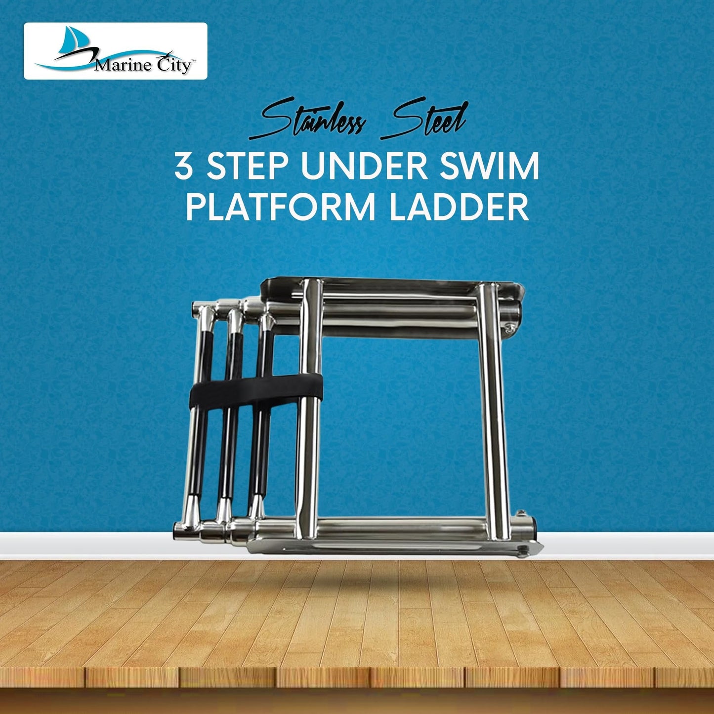 MARINE CITY 3-Step Telescoping Swim Platform Ladder – 304 Stainless Steel Marine City Hardware