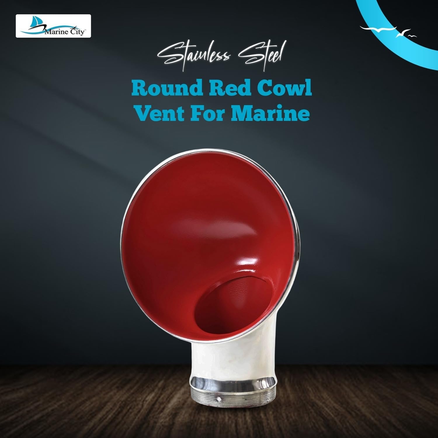 Marine City Round Red Cowl Vent – 304 Stainless Steel, 3 & 4 Inches For Boat Marine City