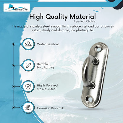Marine City Oblong Pad Eye Plate – Heavy-Duty Stainless Steel, 3500 lbs Capacity