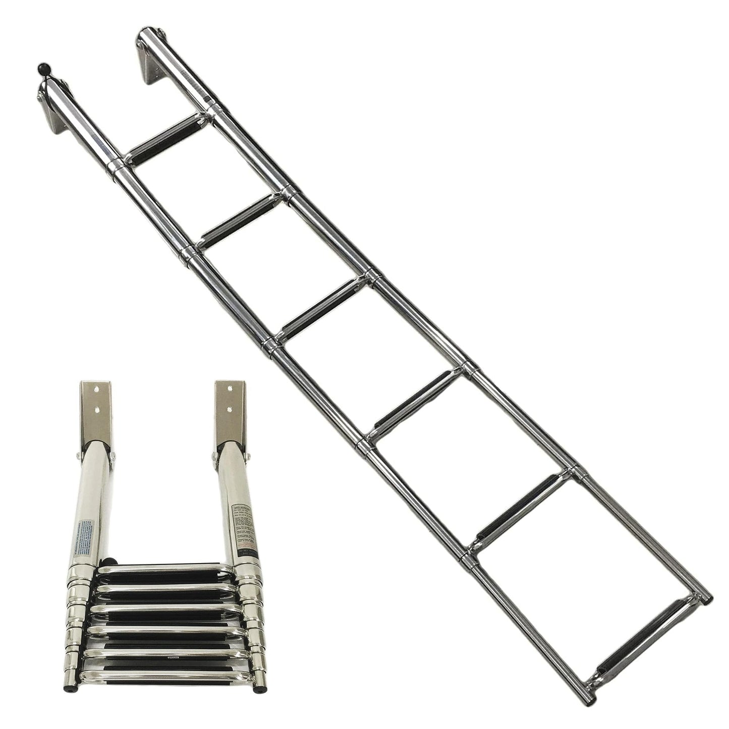 MARINE CITY 6-Step Telescoping Swim Ladder – 304 Stainless Steel, Wide Pedals MARINE CITY