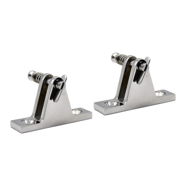 Marine City Bisagras de cubierta superior Bimini de acero inoxidable 316 de 90 grados con pasador de liberación rápida Accesorios superiores para barcos Hardware de base plana (2 unidades)