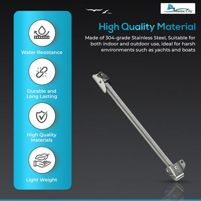 Marine City 10-1/4" Hatch Holder Adjuster–304 Stainless Steel Spring Lid Support Marine City