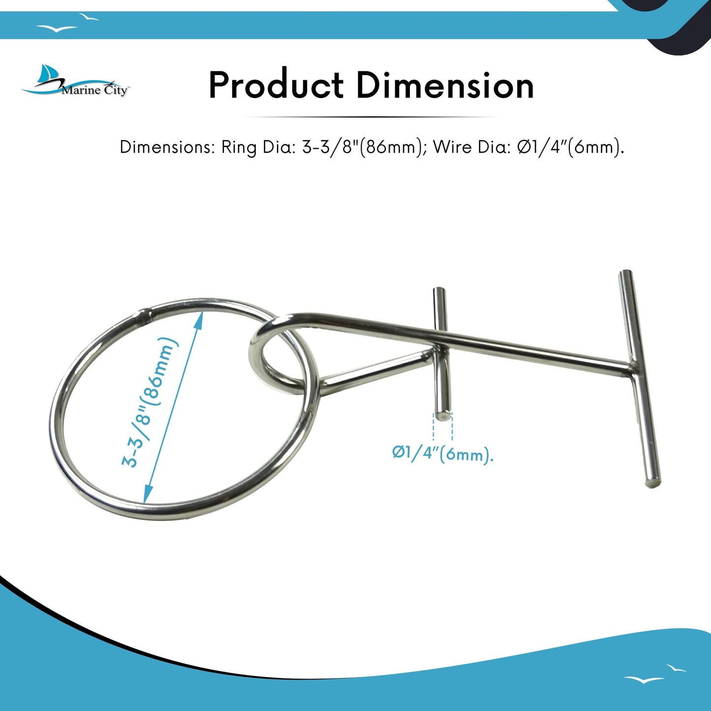 Marine City Stainless Steel Portable Dock Cleat – Heavy-Duty T-Bar O-Ring