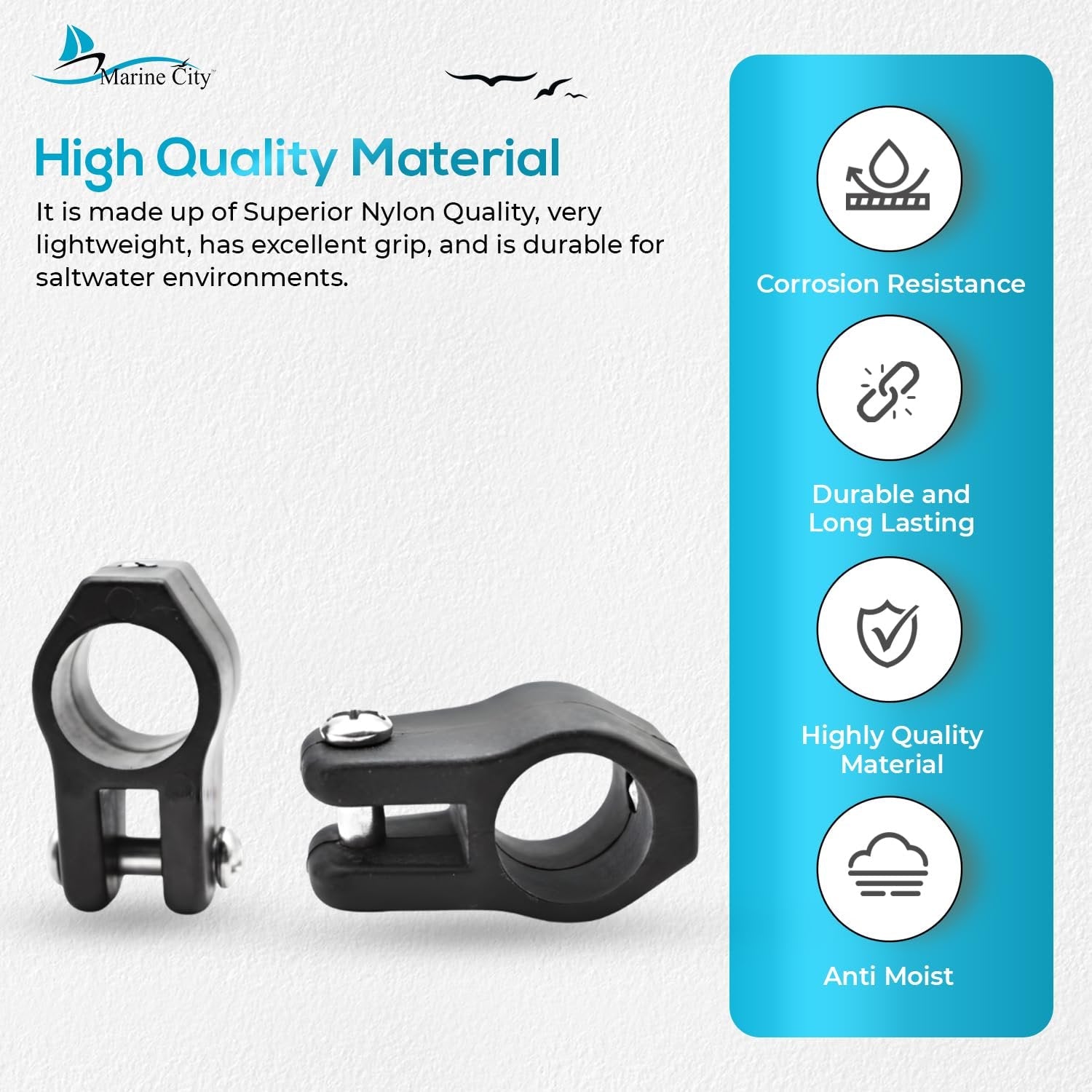 Marine City Bimini Top Boat Jaw Slides Black Nylon Corrosion-Resistant (2 Pcs) Marine City