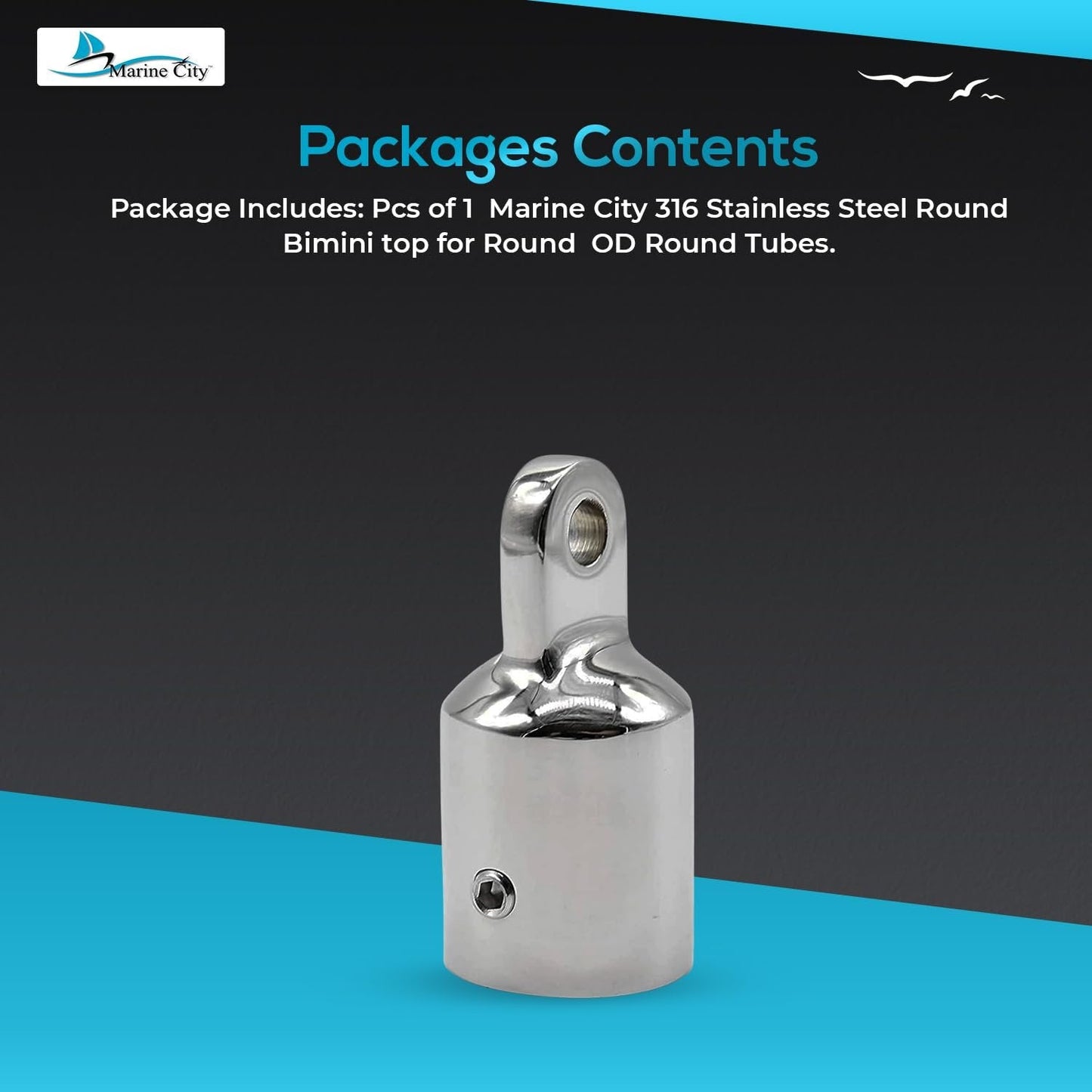Marine City 316 Stainless Steel Bimini Top Round Outside Eye End 7/8” OD Tubes Marine City