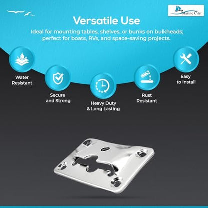 Marine City Removable Table Bracket Stainless Steel, Rust-Resistant Easy Install Marine City