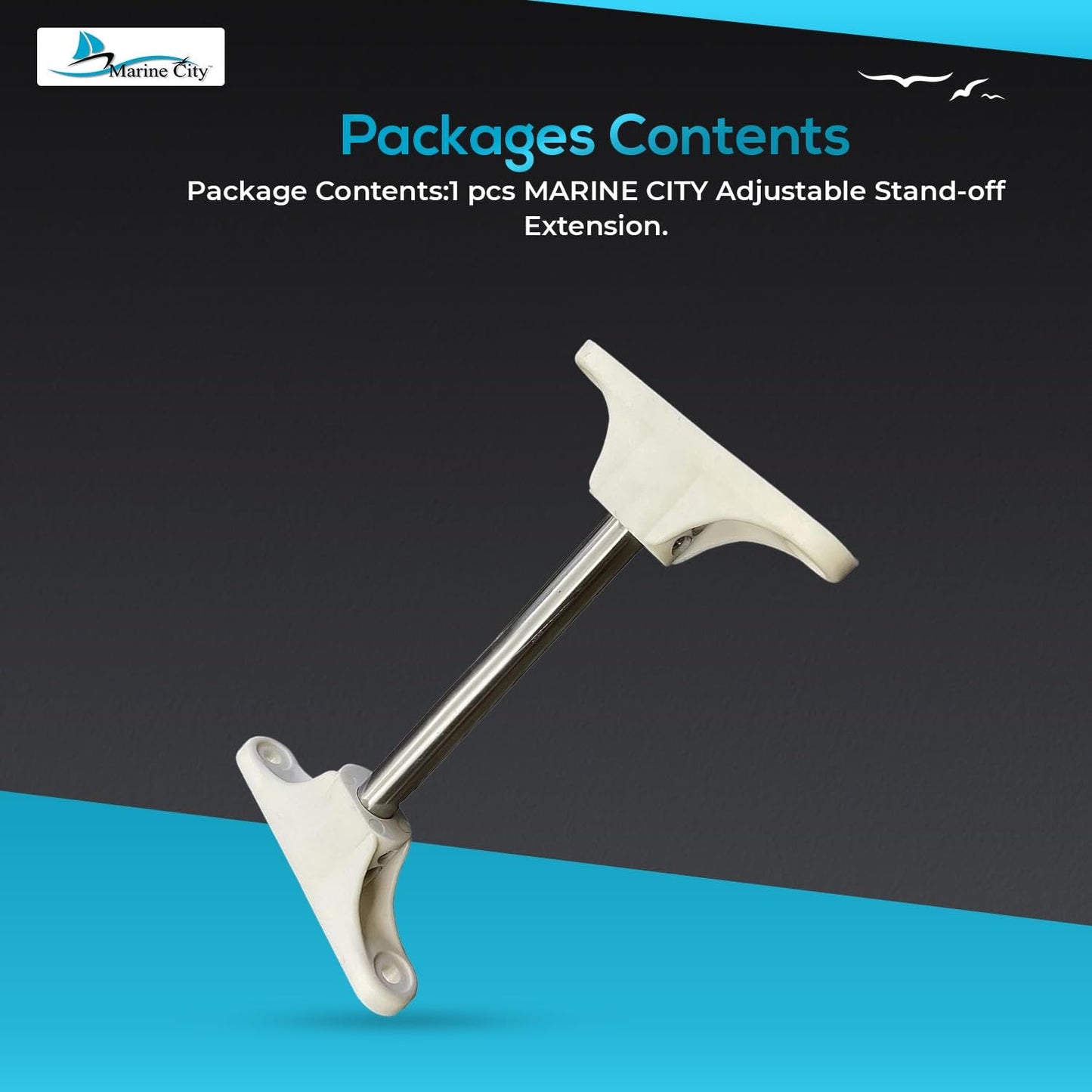 Marine City Adjustable Stand-off Extension, Stainless Steel Tube with Nylon Base MARINE CITY