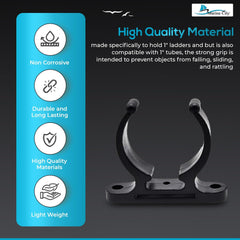 MARINE CITY Black Nylon Ladder Hooks–Spring Clamp Pole Storage Clips (Pack of 2)