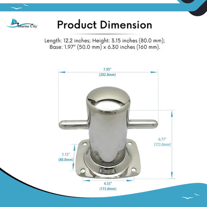 Marine City 316 Stainless Steel Marine Grade Mooring Bollards for Boat Yacht Fishing (7"x 8")