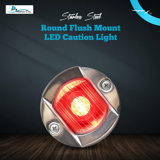 Marine City Flush Mount Red LED Caution Light 3" 18W 304 Stainless Steel (4 Pcs)