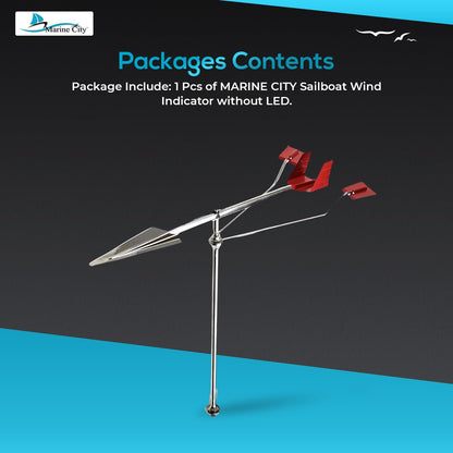 Marine City 316 Indicador de dirección del viento para velero marino de acero inoxidable 14-1/2"