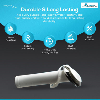 MARINE CITY White Nylon Flush Mount Rod Holder – UV Stabilized 30° (Pack of 4)