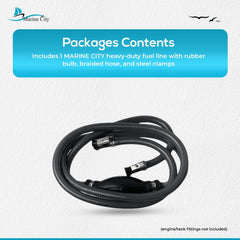 Marine City Boat Conjunto de línea de combustible resistente, línea/manguera de combustible fueraborda marina de nailon de 8.8 pies, diámetro interior de 3/8 pulgadas, diámetro exterior de 5/8 pulgadas para motor fueraborda