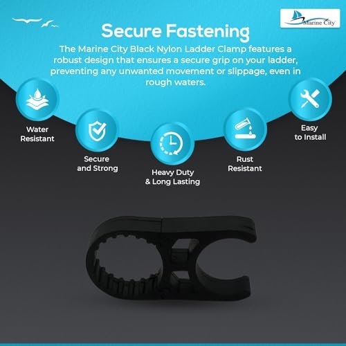 Marine City Black Nylon Ladder Clamp – Heavy-Duty Secure Mount for 1.5" Tube MARINE CITY