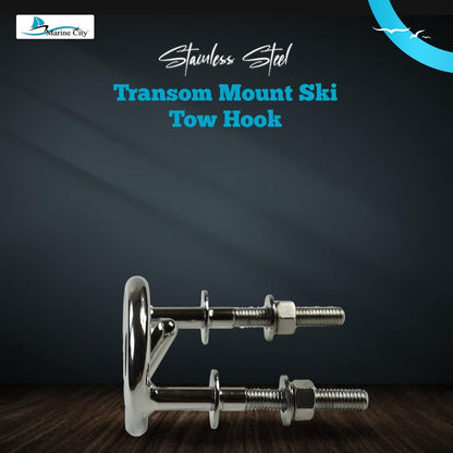 MARINE CITY Transom Mount Ski Tow Hook – 316 Stainless Steel, 3-1/2 Inches Ring Marine City