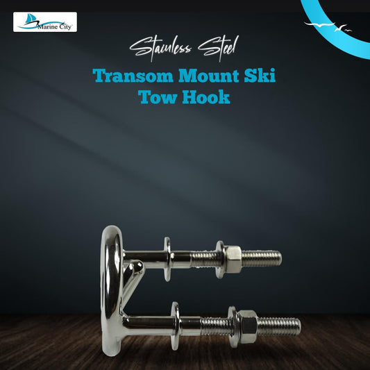 MARINE CITY Transom Mount Ski Tow Hook – 316 Stainless Steel, 3-1/2 Inches Ring Marine City