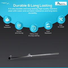 Marine City 316 Stainless Steel Rail Mount Flag Staff Pole – 32 Inches