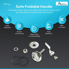 Marine City Flush Cam Latch T-Handle – 316 Stainless Steel, Water-Tight Seal