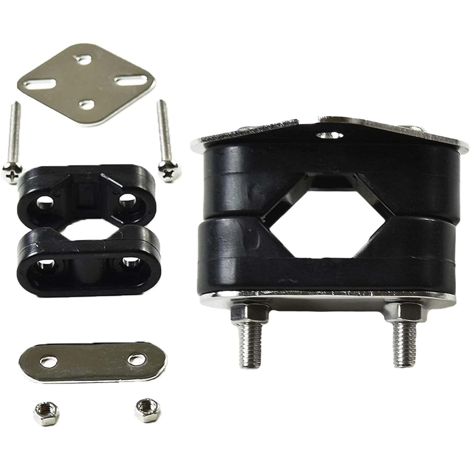 Marine City Nylon Black Rail Mount Brackets – Fits 7/8”-1” Tube, Stainless Steel