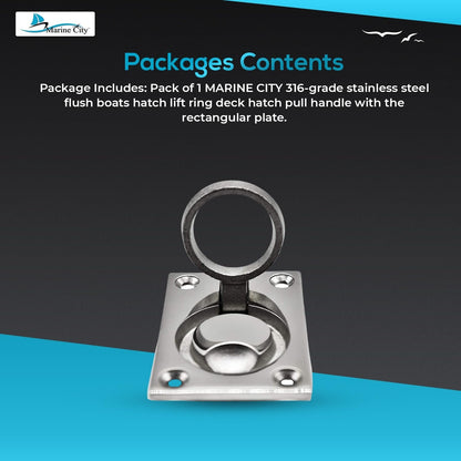 Marine City Locker Lift Pull Ring Handle – 316 Stainless Steel, 4-Point Fixing Marine City Hardware
