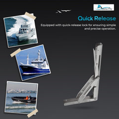 Marine City 304 Stainless Steel Table Bracket – 12” Folding Shelf Bracket