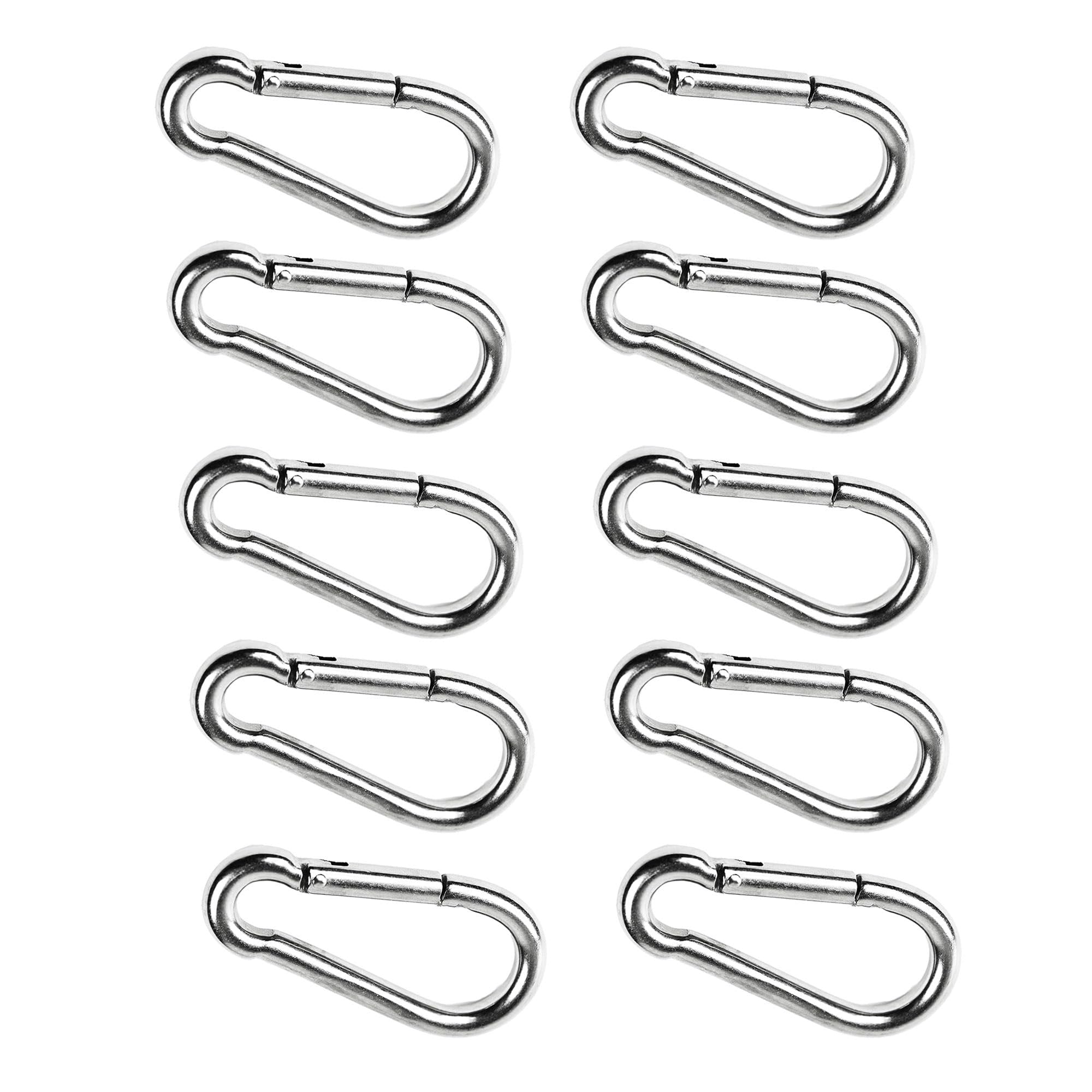 Marine City 316 Stainless-Steel 2” Carabiners/Clip Snap Hook with Ring for Climbing, Fishing, Hiking (10pcs)