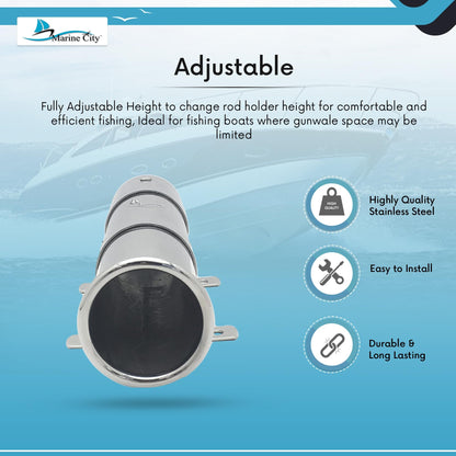Marine City Adjustable Fishing Rod Holder Stainless Steel Clamp & Fixing Ring