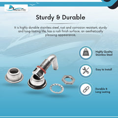 Marine City 90° Fuel Tank Vent – Stainless Steel, Fits 5/8” Hose, Removable Cap