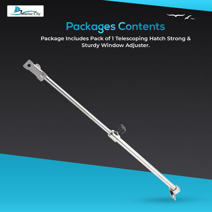 Marine City Stainless-Steel Telescoping Hatch Window Adjuster–Heavy Duty 10”–17” Marine City Hardware