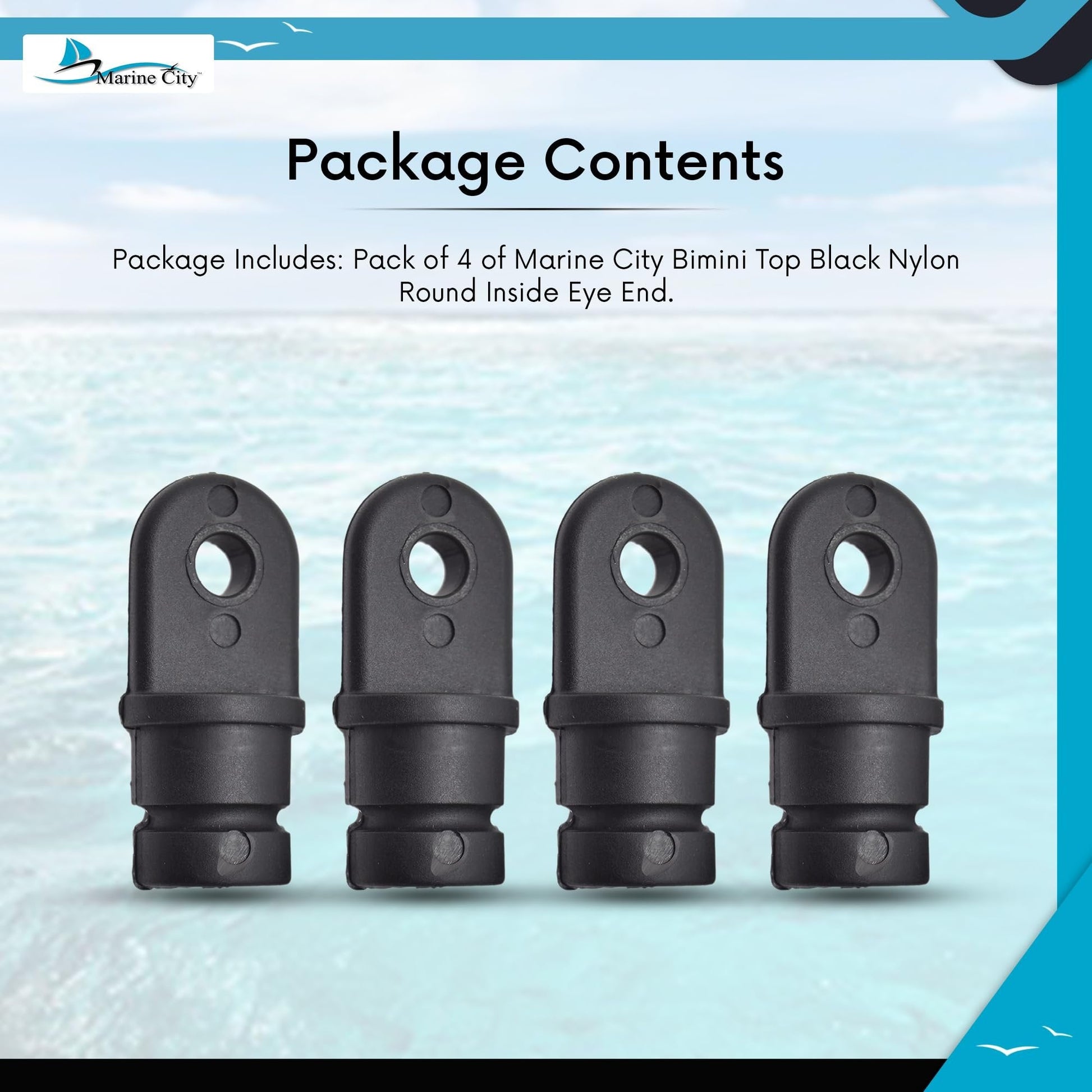 Marine City Black Nylon Bimini Top Eye End Cap - Round Inside Eye End Marine City Hardware