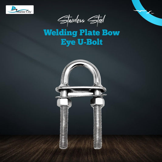 Marine City 3/8" Bow Eye U-Bolt with Welding Plate–304 Stainless Steel 4" Length