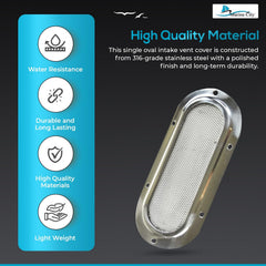 Marine City 316 Stainless Steel Oval Intake Vent Cover – 6-3/4” x 3-1/4”