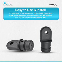 Marine City Black Nylon Bimini Top Eye End Cap – Round Inside Eye (2 Pcs)