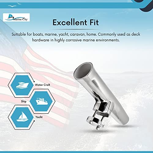 Marine City Stainless Steel Heavy-Duty Clamp-On Adjustable Fishing Rod Holder