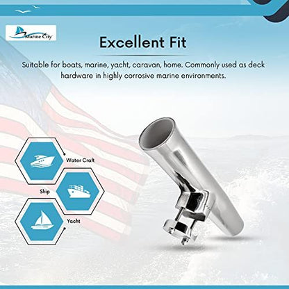 Marine City Stainless Steel Heavy-Duty Clamp-On Adjustable Fishing Rod Holder