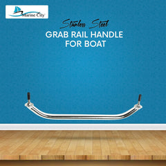 Marine City Stainless-Steel Oval Grab Rail Handle with Flange and Stud (16inch)