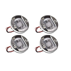 Marine City Round Stainless-Steel Waterproof 3” Flush Mount Caution White LED (12V 18W) (4 Pcs)