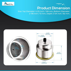 MARINE CITY Portavasos de acero inoxidable fundido de grado marino con orificio de drenaje central para bebidas/bebidas
