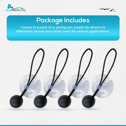 Marine City Bungee Cord Suction Cup Boat Cover Tie Downs – 2 Inches (4 Pcs) MARINE CITY